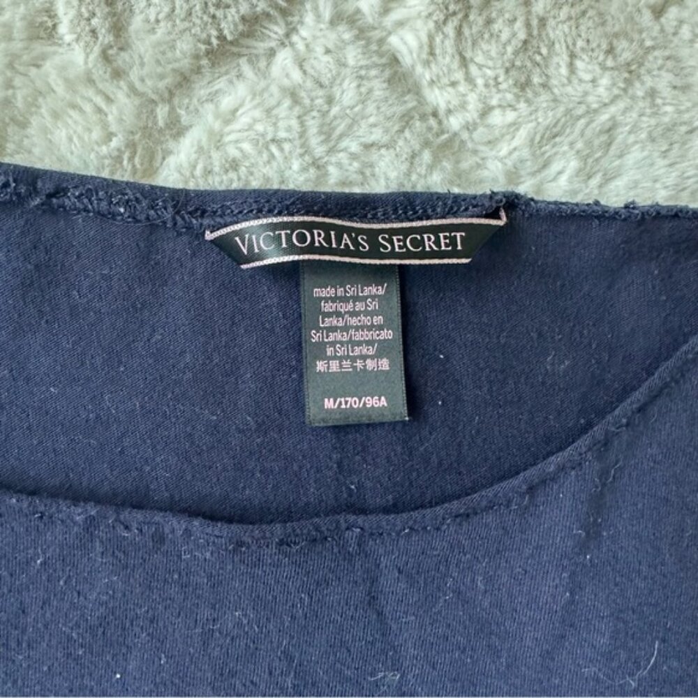 Victoria's Secret | Navy Blue "Crush" Short Sleeve Ruffle Pj Top | Size Medium - Picture 9 of 13